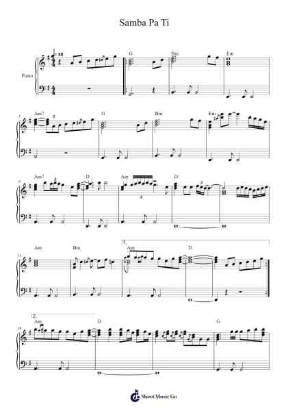 Samba Pa Ti Sheet Music by Santana-Arr.Mattvelt