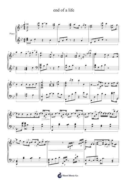end of a life Sheet Music by Calliope Mori-Arr.Watblack Jackcoln
