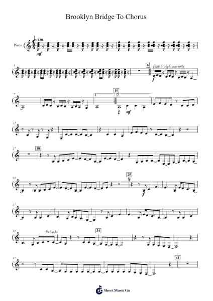 Brooklyn Bridge To Chorus Sheet Music by The Strokes-Arr.Leifclaire Frankbrooke