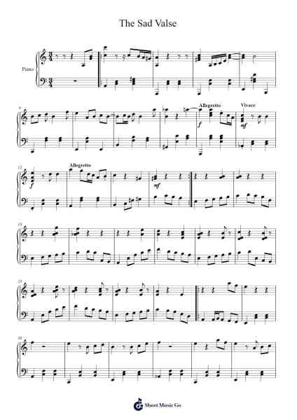Waltz in A Minor, B. 150, Op. Posth. "The Sad Valse" Sheet Music by Frédéric Chopin-Arr.Wykim Browningsnow