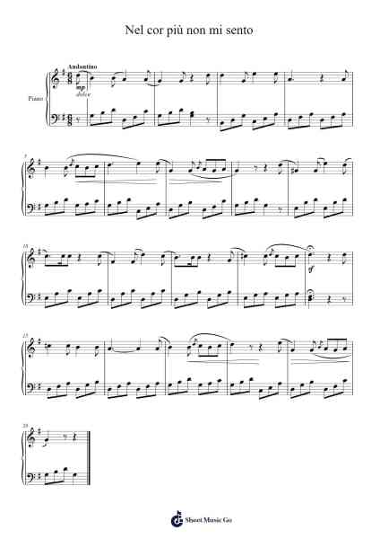 Nel cor piu non mi sento Sheet Music by Ludwig van Beethoven-Arr.Dobing