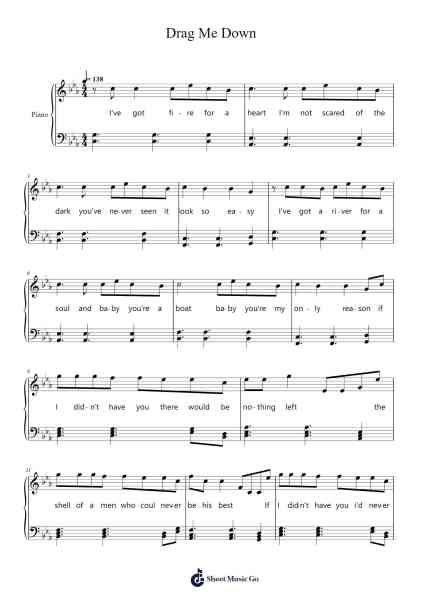 Drag Me Down Sheet Music by One Direction-Arr.Faulkmax