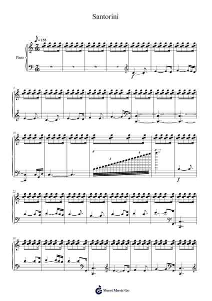 Santorini Sheet Music by Yanni-Arr.Werfith