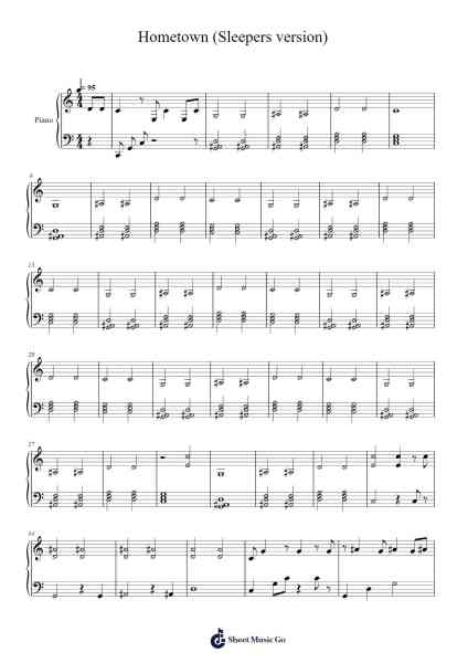 Hometown (Sleepers version) Sheet Music by Twenty One Pilots-Arr.Craiac