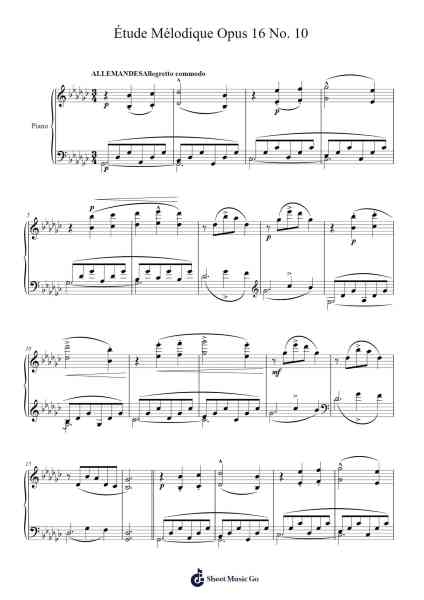 Étude Mélodique in G♭ Major, Op. 16, No. 10 Sheet Music by Stephen Heller-Arr.Bertreade