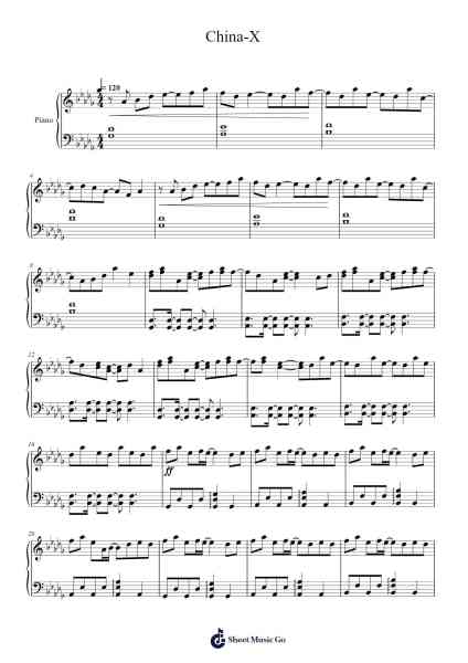 China-X Sheet Music by Asdodd Bauclare-Arr.Twainted Hewdn