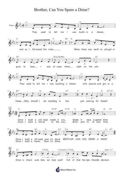Brother, Can You Spare a Dime? Sheet Music by Jay Gorney/Yip Harburg-Arr.Dilliz Woolfsil