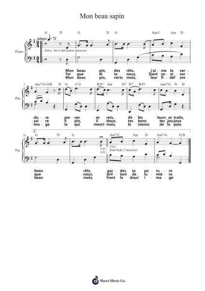 Mon beau sapin Sheet Music by Misc Traditional-Arr.Lenshaw