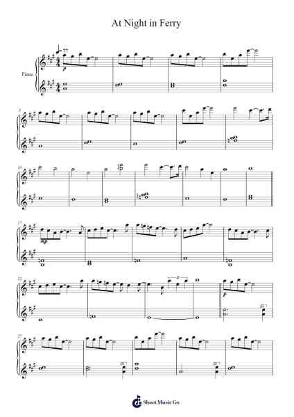 At Night in Ferry Sheet Music by RADWIMPS-Arr.Caewat Everkent