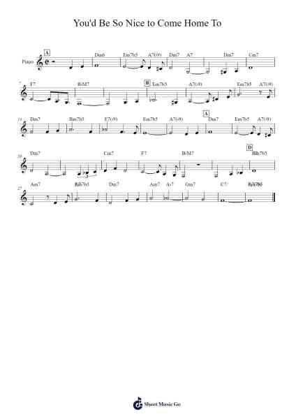 You'd Be So Nice To Come Home To Sheet Music by Cole Porter-Arr.Sidser