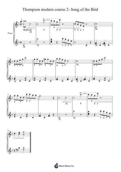 Thompson modern course 2- Song of the Bird Sheet Music by John Thompson-Arr.Raycius Dallouie