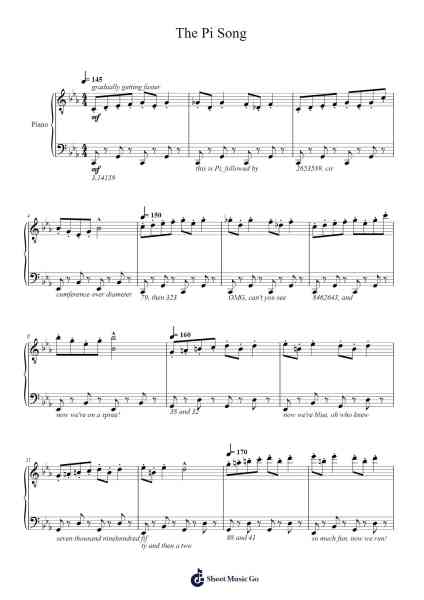 The Pi Song Sheet Music by ASAPScience-Arr.Nickkirk Inje