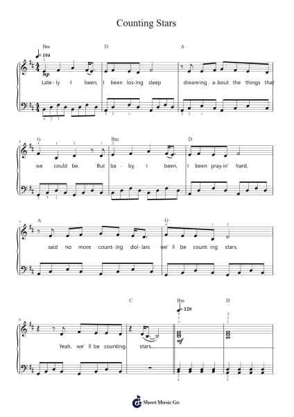 Counting Stars Sheet Music by OneRepublic-Arr.Dougnick Steinmeo