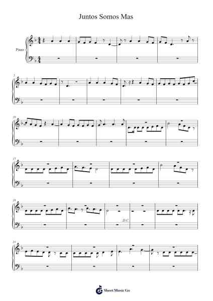 Juntos Somos Mas Sheet Music by Violetta Banda Sonora-Arr.Matlas