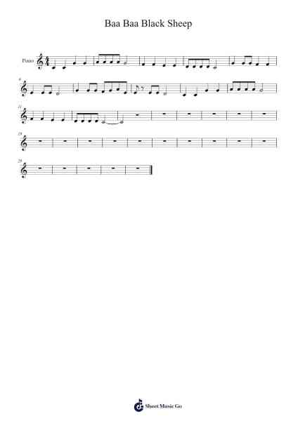 Baa Baa Black Sheep Sheet Music by Tutkay-Arr.Kirkckle Clarkckle