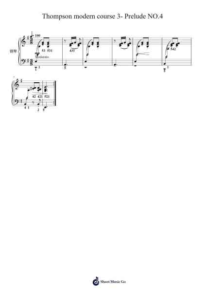 Thompson modern course 3- Prelude NO.4 Sheet Music by yamada/John Thompson-Arr.Shamens Xedric