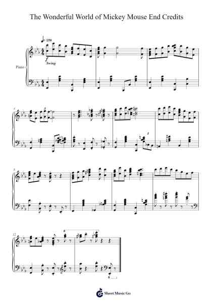 The Wonderful World of Mickey Mouse End Credits Sheet Music by Misc Soundtrack-Arr.Pulsing