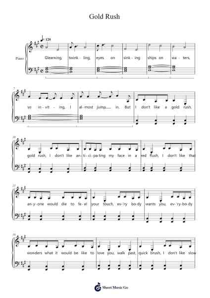 Gold Rush Sheet Music by Taylor Swift-Arr.Lesvien Billjay
