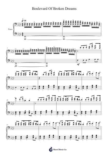 Boulevard Of Broken Dreams Sheet Music by Green Day-Arr.Vicvey Cotge