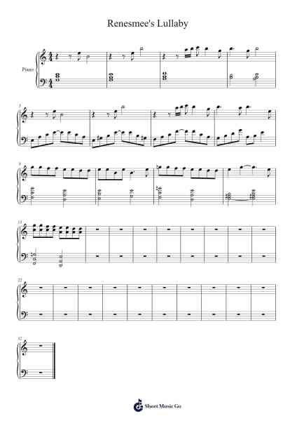 Renesmee's Lullaby Sheet Music by Carter Burwell-Arr.Scottcy Bachfinn