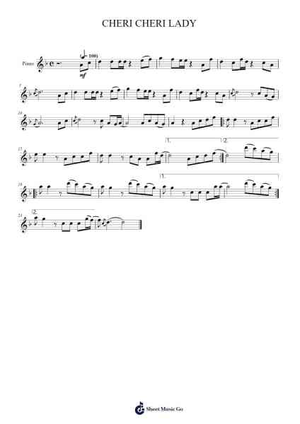 CHERI CHERI LADY Sheet Music by Modern Talking-Arr.Dalclark Wenholt
