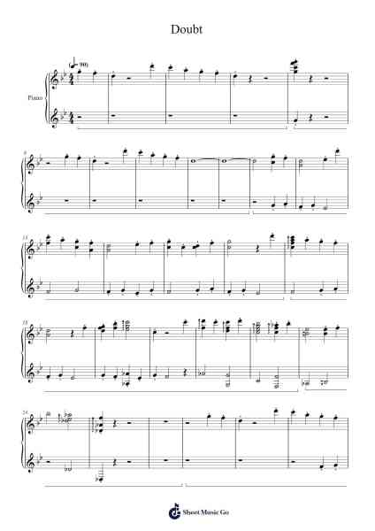 Doubt Sheet Music by Yuki Kajiura-Arr.Whittrine Pruham