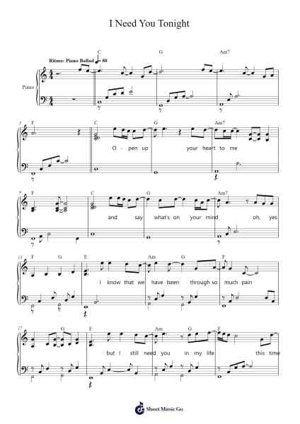 I Need You Tonight Sheet Music by Backstreet Boys-Arr.Woodthorne Rylee