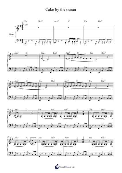 Cake by the ocean Sheet Music by DNCE-Arr.Leolop Faypys