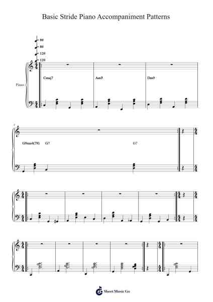 Basic Stride Piano Accompaniment Patterns Sheet Music by Oisensel Hilget-Arr.Alickbush