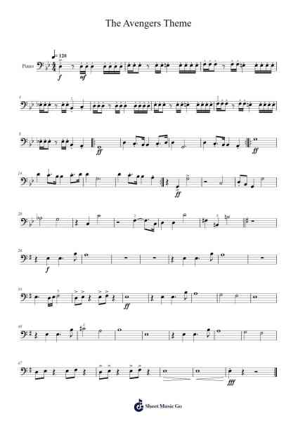 The Avengers Theme النوتات الموسيقية بواسطة undefined-ترتيب.Wolian