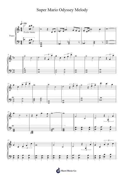 Super Mario Odyssey Melody Sheet Music by Misc Computer Games-Arr.Fredcamp Viomia