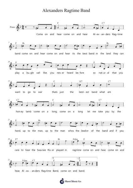 Alexanders Ragtime Band Sheet Music by Irving Berlin-Arr.Galchard