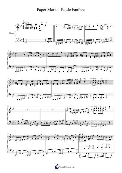 Paper Mario - Battle Fanfare Sheet Music by Yuka Tsujiyoko-Arr.Bairddict Sasback