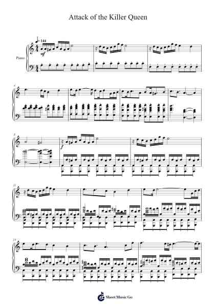 Attack of the Killer Queen Sheet Music by Toby Fox-Arr.Cisgrey