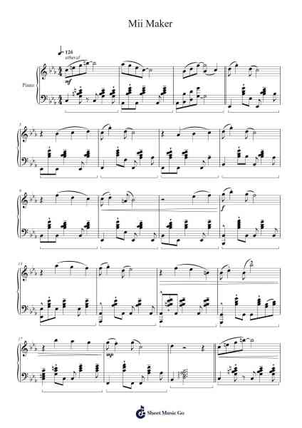Mii Maker Sheet Music by Kazumi Totaka-Arr.Faulkvan