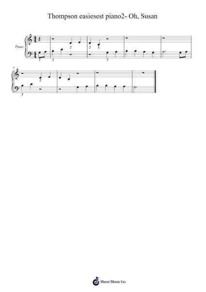Thompson easiesest piano2- Oh, Susan Sheet Music by John Thompson-Arr.Cusnow Noahlis