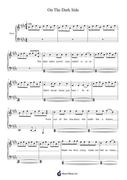 On The Dark Side Sheet Music by John Cafferty and the Beaver Brown Band-Arr.Perrusk