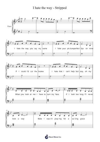 I hate the way - Stripped Sheet Music by Sofia Carson-Arr.Yulegus