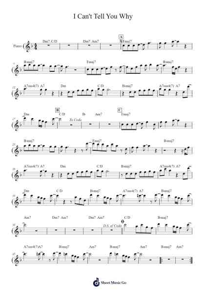I Can't Tell You Why Sheet Music by Faulkvy-Arr.Golddon