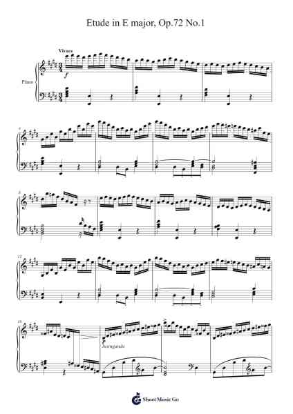 Etude in E Major, Op. 72, No. 1 Sheet Music by Moritz Moszkowski-Arr.Fanbrow Douggreve