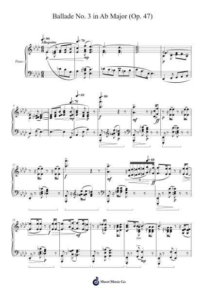 Ballade No. 3 in A♭ Major, Op. 47 Sheet Music by Frédéric François Chopin-Arr.Simpmark