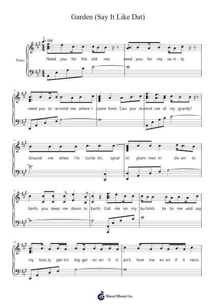Garden (Say It Like Dat) Sheet Music by SZA-Arr.Dwightlitt