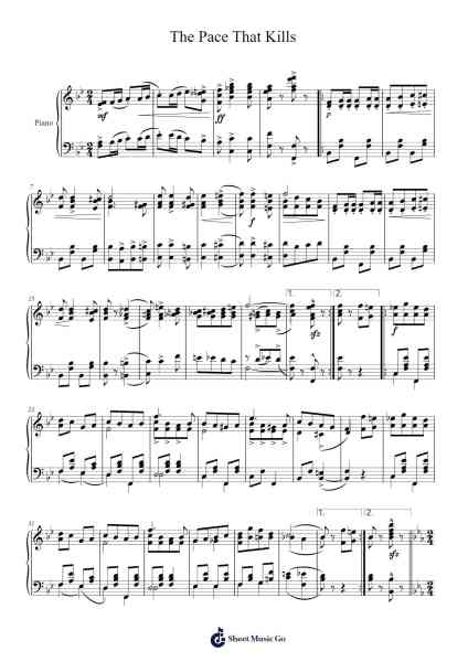 The Pace That Kills Sheet Music by Jacob Glogau-Arr.Odefred