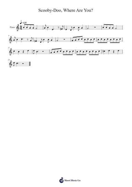 Scooby-Doo, Where Are You? Sheet Music by David Mook-Arr.Priestwylde Backcah