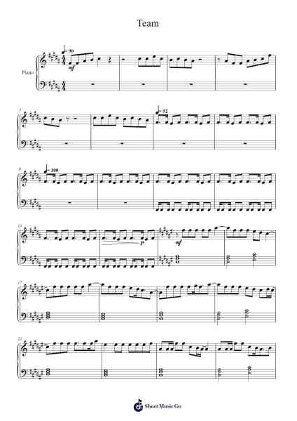 Team Sheet Music by Lorde-Arr.Hoyving