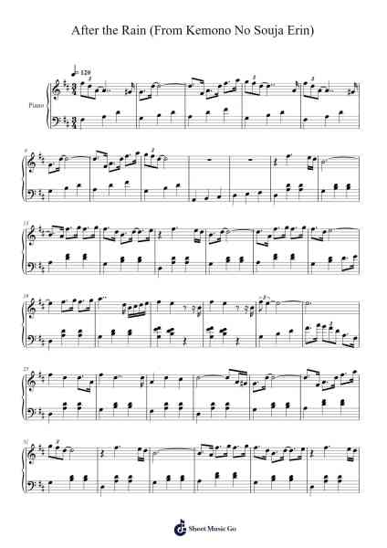 After the rain (From Kemono No Souja Erin) Sheet Music by mitsubaco-Arr.Trutor Hubno
