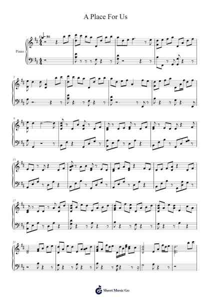A Place For Us Sheet Music by BigRicePiano-Arr.Bardthea Faylotte