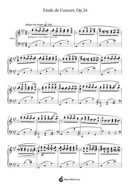 Etude for the Left Hand Alone in A Flat Major, Op. 24 Sheet Music by Felix Blumenfeld-Arr.Turdrea