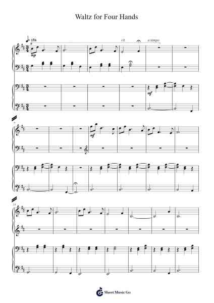 Waltz for Four Hands, for a Friend Sheet Music by Exurb1a-Arr.Oryet Zosoll
