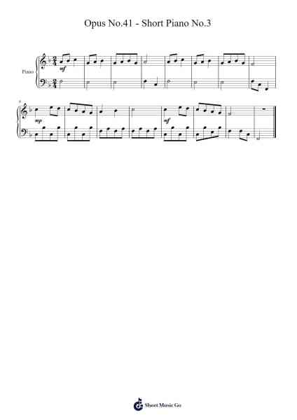 Opus No.41 - Short Piano No.3 Sheet Music by Gregpe Malkin-Arr.Vanralph Aunald